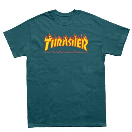 Thrasher Flame Galapagos T shirt Vert
