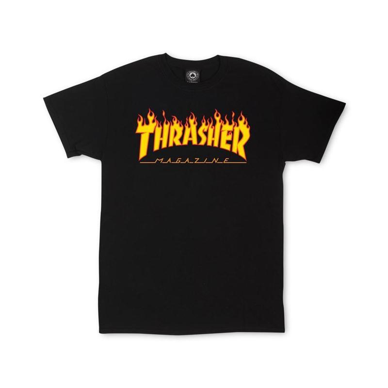 Thrasher Flame Logo Black T shirt Noir