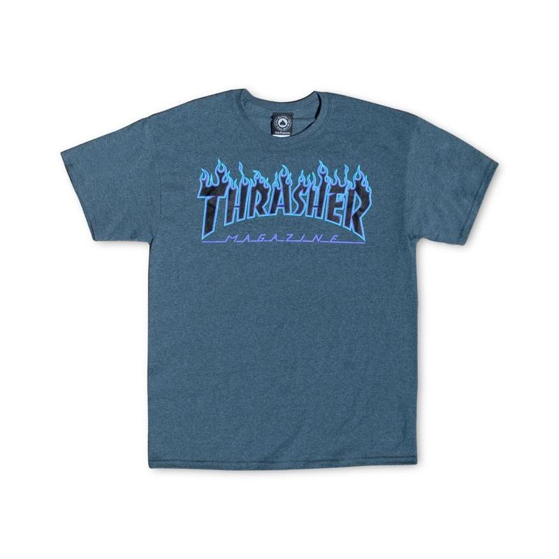 Thrasher Flame Logo Dark Heather T shirt Gris
