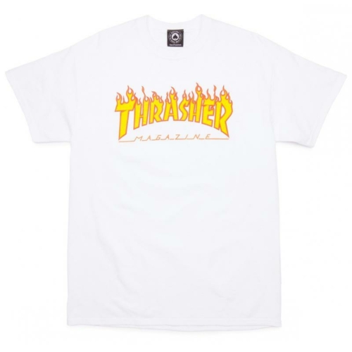 Thrasher Flame Logo White T shirt Blanc