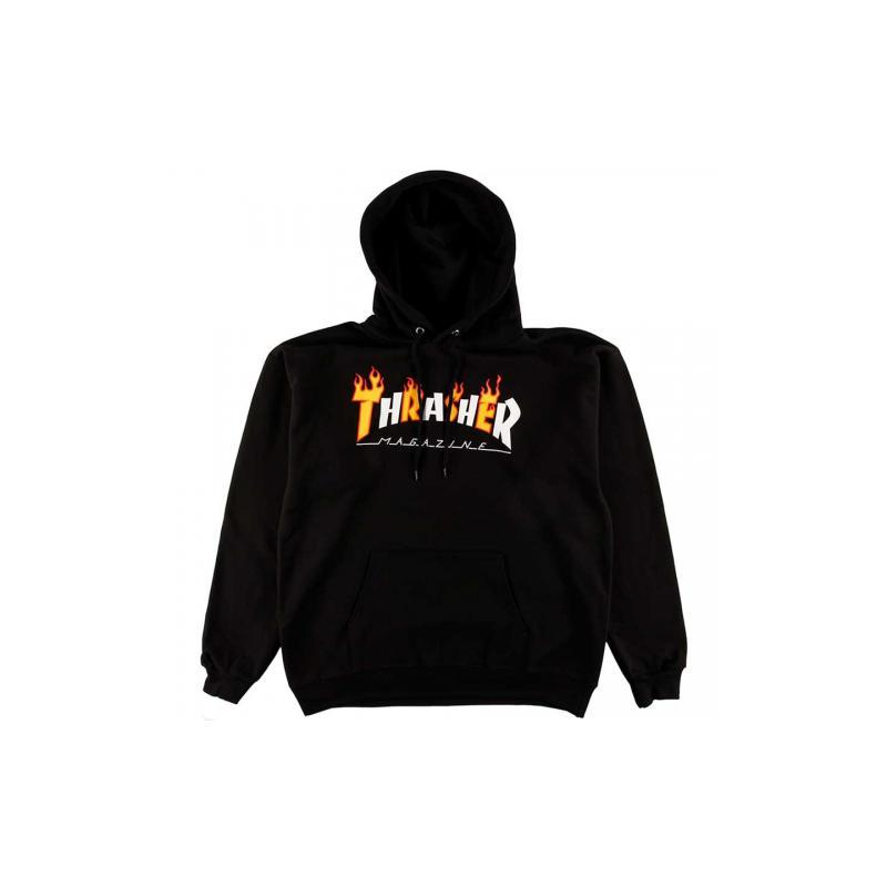 Thrasher Flame Mag Hood Black | Sweat à capuche Noir