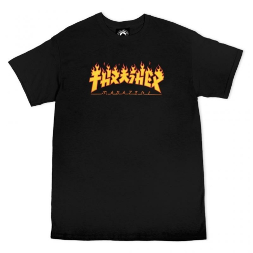 Thrasher Godzilla Flame Ss Black T shirt Noir