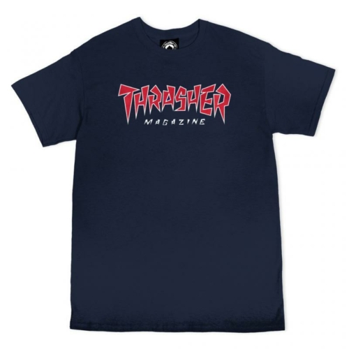 Thrasher Jagged Logo Ss Navy T shirt Bleu