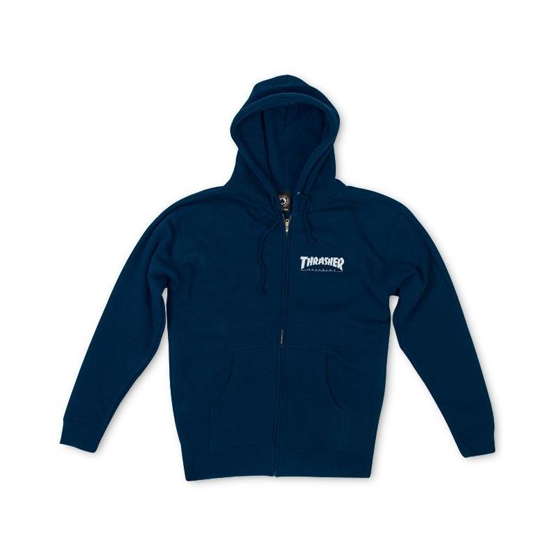 Thrasher Logo Hood Zip Navy Sweat a capuche zippe Bleu