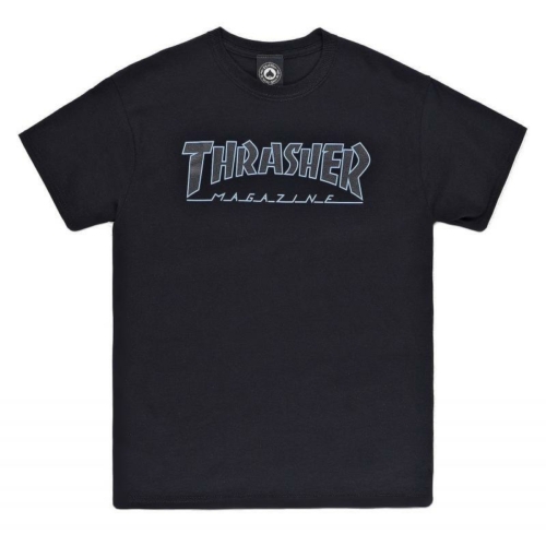 Thrasher Outlined Black Black T shirt Noir