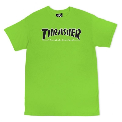 Thrasher Outlined Lime Black T shirt Noir