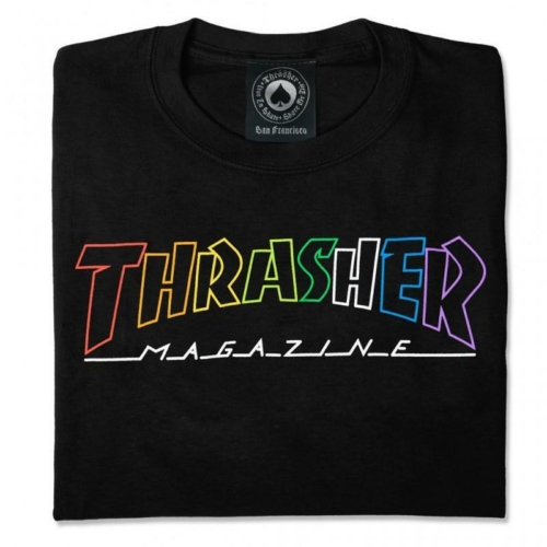 Thrasher Outlined Rainbow Mag Black T shirt Noir vue2