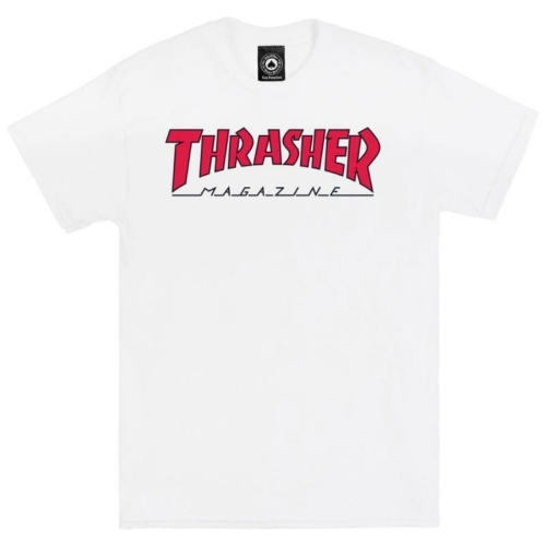 Thrasher Outlined White Red T shirt Blanc
