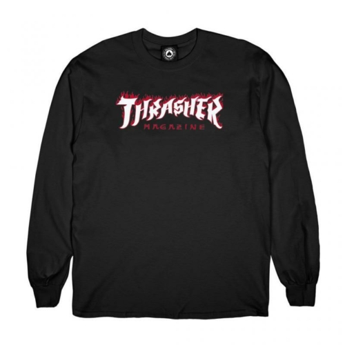 Thrasher Possessed Logo Ls Black T shirt a manches longues Noir