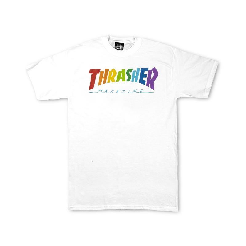 Thrasher Rainbow Mag Ss White T shirt Blanc