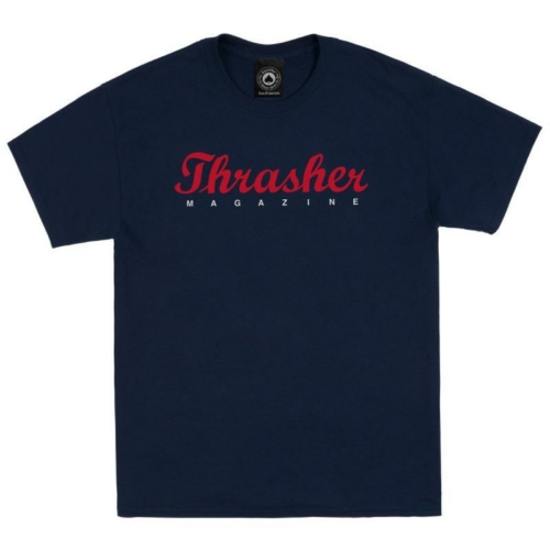Thrasher Script Ss Navy T shirt Bleu