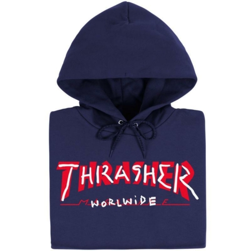 Thrasher Trademark Hood Navy Sweat a capuche Bleu vue2