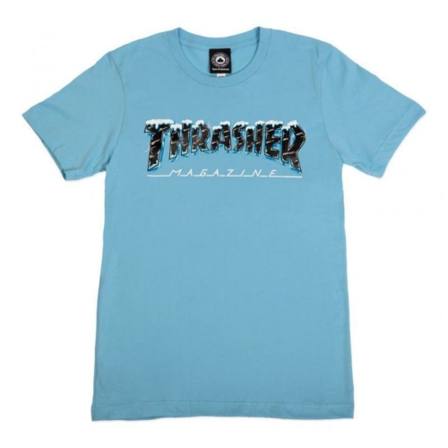 Thrasher Wo Black Ice Light Blue T shirt Bleu