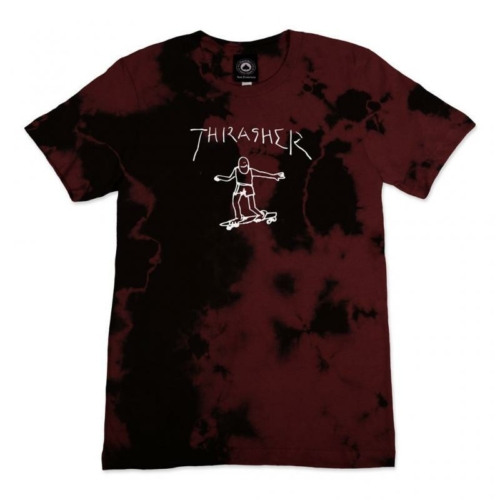 Thrasher Wo Gonz Logo Tie Dye Burgundy T shirt Rouge