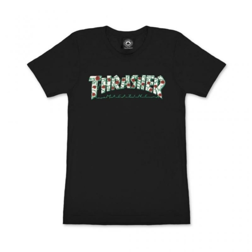 Thrasher Wo Roses Logo Black T shirt Noir