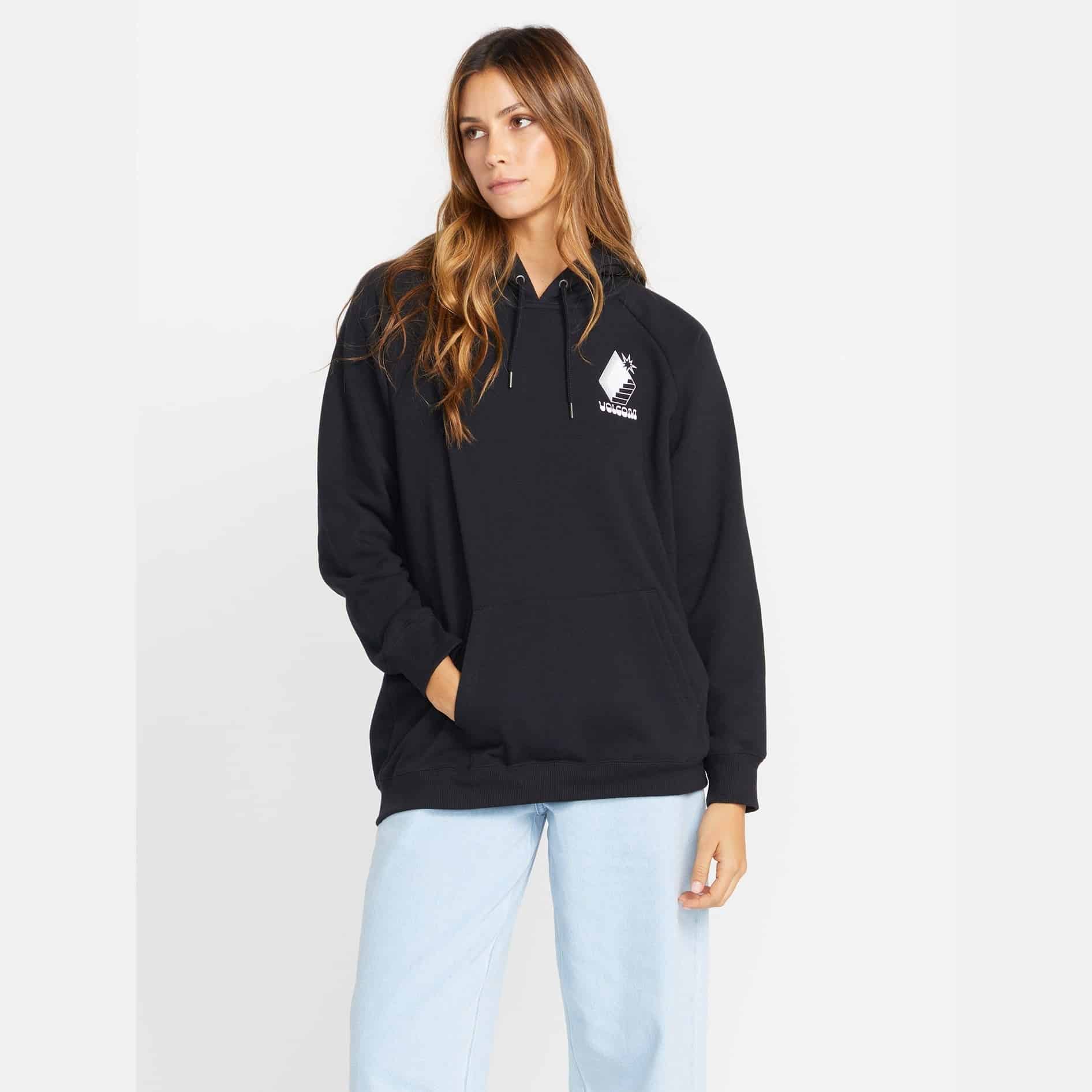 Volcom Truly Stoked Black Sweat a capuche Femme vue2