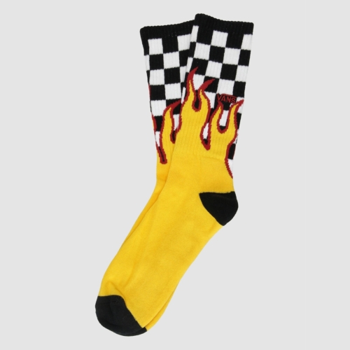 Chaussettes Vans Flame Check Crew (9 5 13)Black White Check Flame