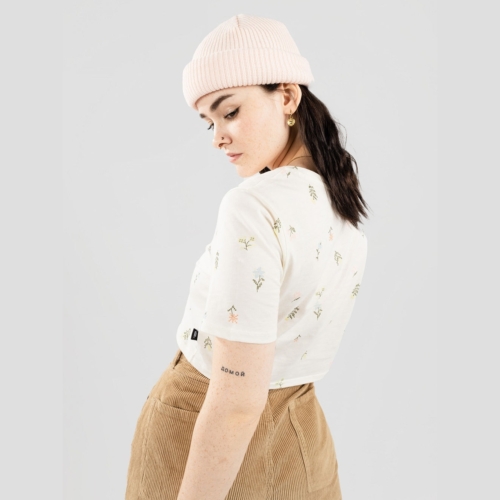 Vans Micro Ditsy Crop Crew Marshmallow T shirt manches courtes Femme