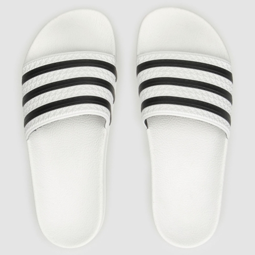Adidas Originals Adilette White Black1 White Sandales Femme et Homme