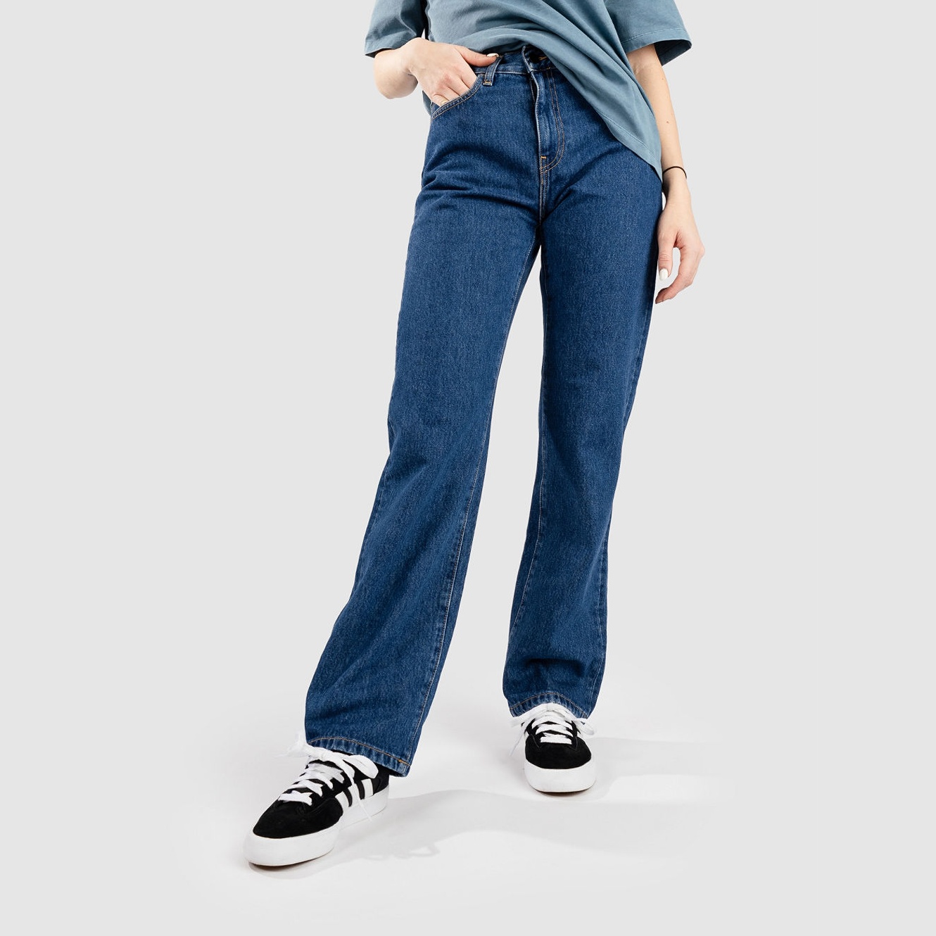 Carhartt Wip Noxon Stone Washed Blue Jeans Femme