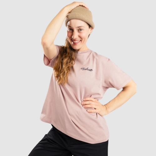 Carhartt Wip Stitch Glassy Pink Dark Navy T shirt manches courtes Femmes vue2