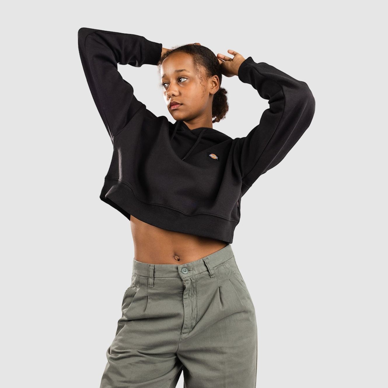 Dickies Oakport Cropped Black Sweat a capuche Femmes