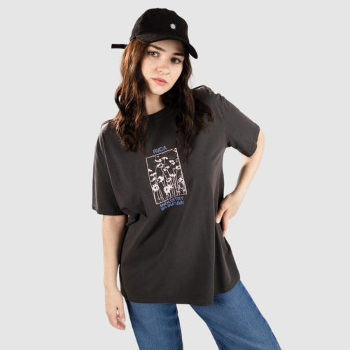 Rvca Fields Relaxed Washed Black T shirt manches courtes Femmes