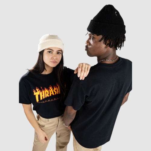 Thrasher Flame Black T shirt manches courtes Streetwear vue2