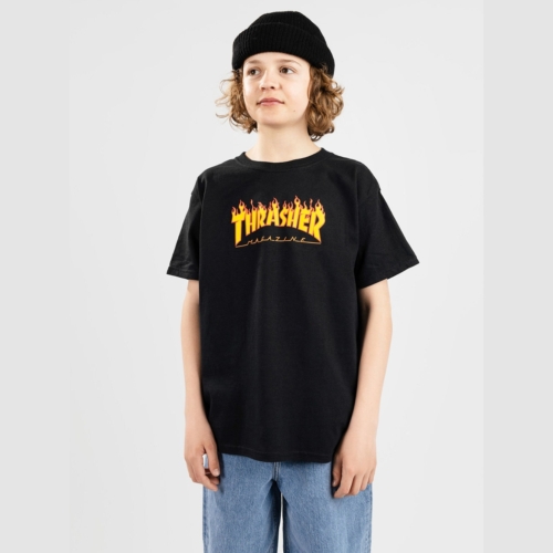 Thrasher Flame Kids Black T shirt manches courtes Kids