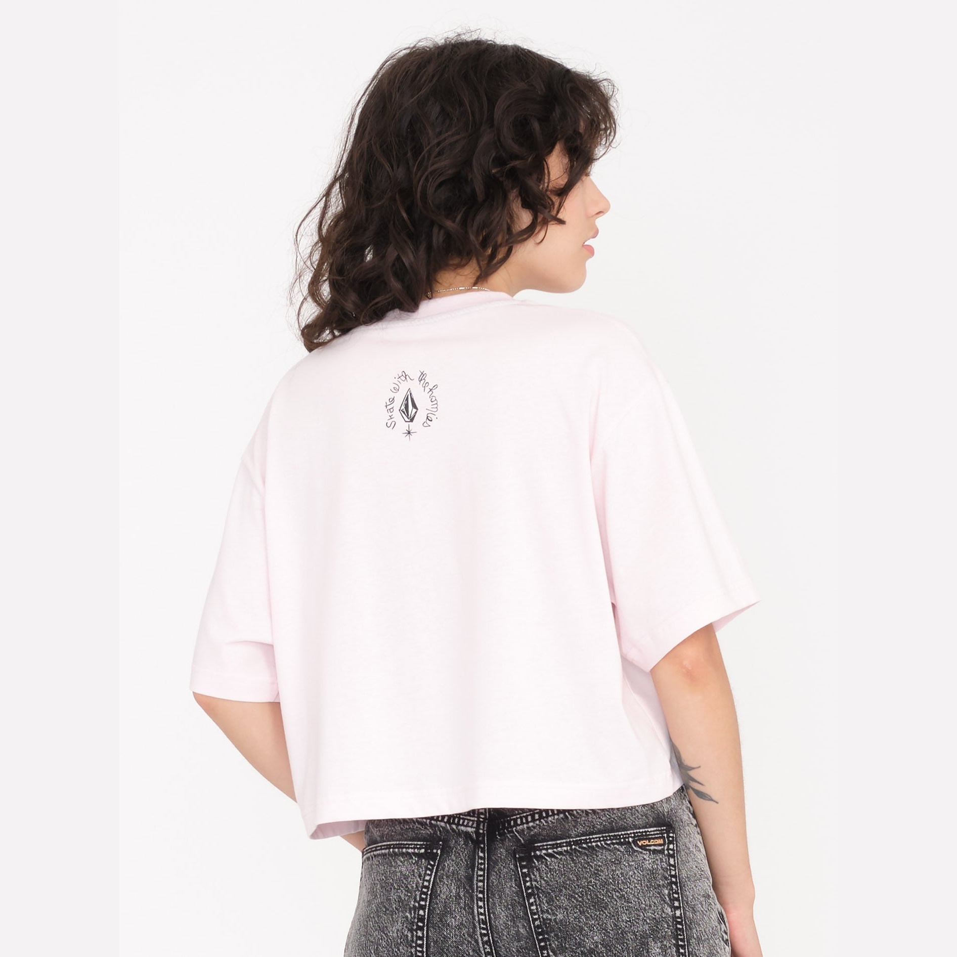 Volcom Drumstone Lilac Ash T shirt crop top a manches courtes Femme vue2